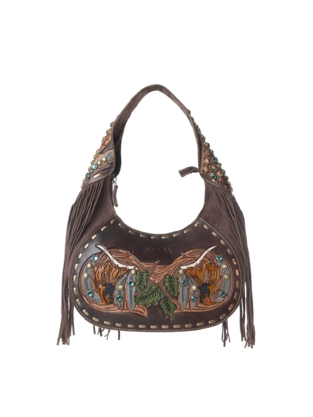 Sierra Grove Handtooled Leather Bag in Deep Espresso